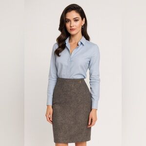 Roberta Scarpa Speckled Gray Wool Pencil‎ Skirt Sz. 12
